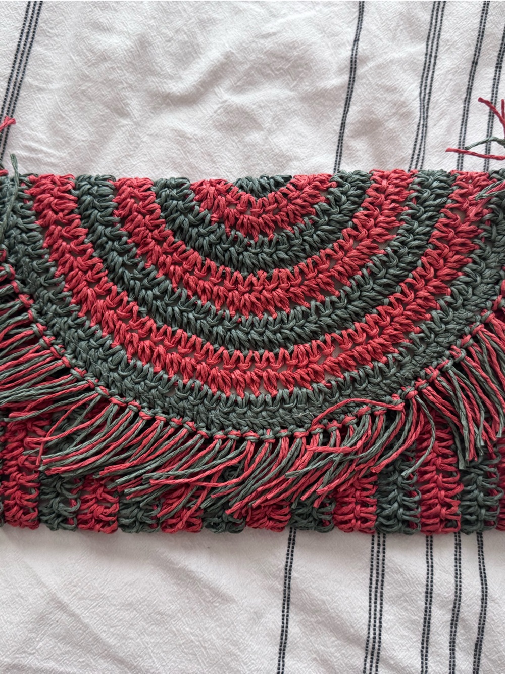 Crochet Clutch in Orange and Sage